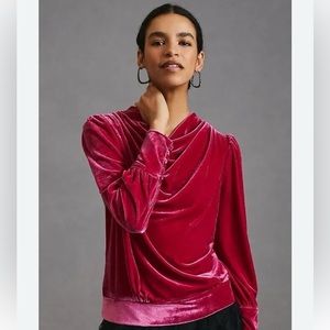 Gorgeous Anthropologie fuschia pink BTFL-life velours top XS NWOT